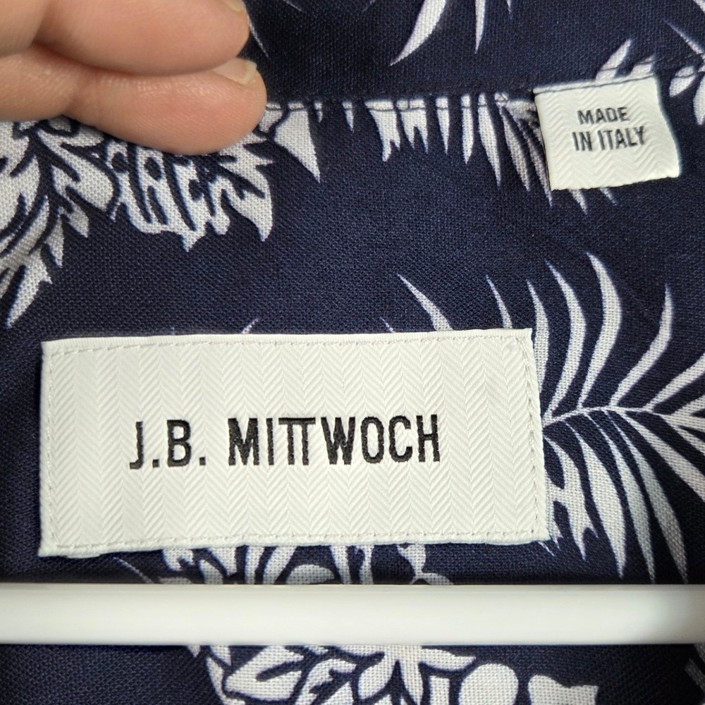 J.B. Mittwoch Hawaiian Shirt Mens Small Navy Blue Howe Floral Viscose Italy - Picture 5 of 9